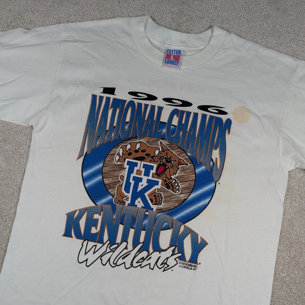 Vintage Kentucky Wildcats Shirt Mens Large NCAA 1996 Champs Double Sided USA
